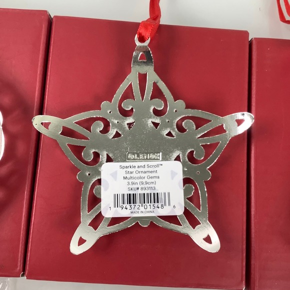 Lenox Sparkle And Scroll Angel Star Wreath ornaments New open box - Picture 8 of 12